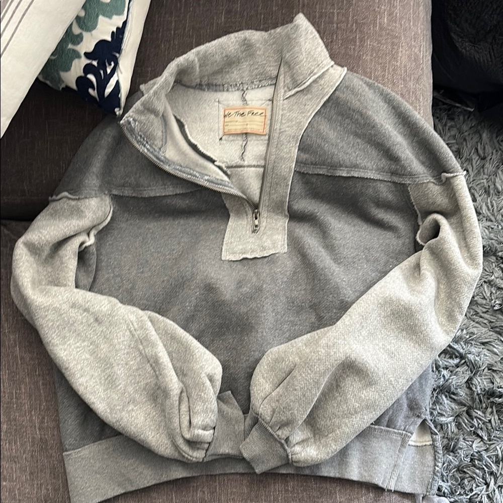 Free People Kassel Quarter Zip Grey Small